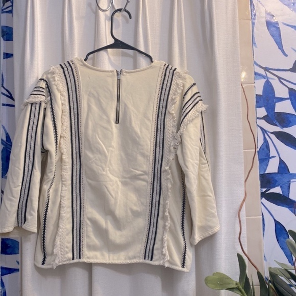 Women’s Anthropologie Eri + Ali Santillana Black & Cream Striped Cropped Top - Picture 7 of 8